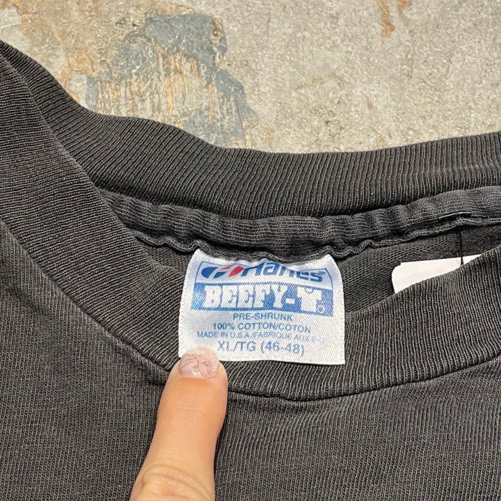 古着 USA製 80's~ ヘインズ/"In the Beginning GoD"/Genesis 1:1聖書
/イエス キリスト/グラフィックアート/ヴィンテージ シングルステッチ Tシャツ/サイズXL相当