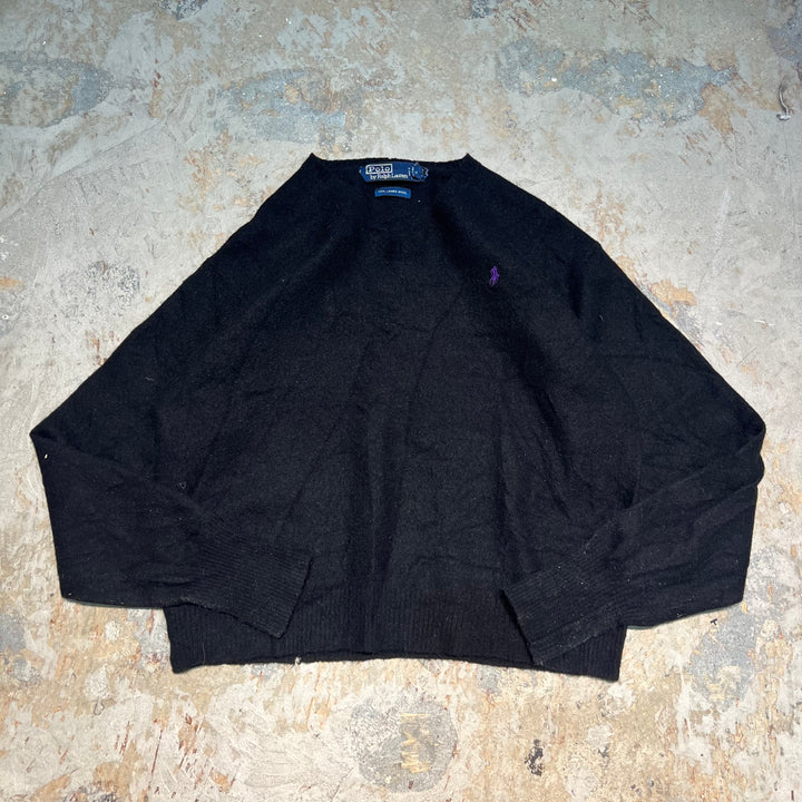 #3709 古着/ラルフローレン/POLObyRalphLauren/ラムウールニット/LAMBS WOOL knit/Vネック/サイズL