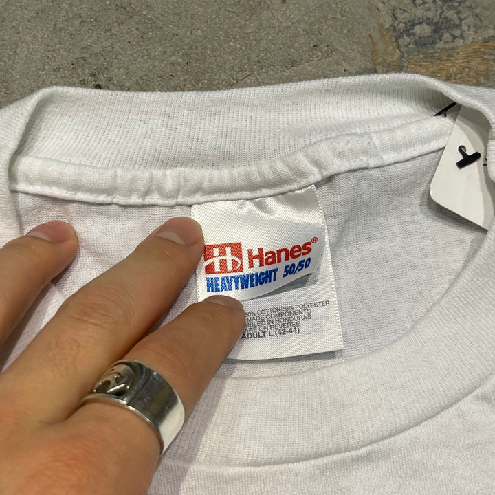 #4825 古着 90's Hanes/ヘインズ/プエルトリコ首都 サンジュアン/USA製/企業系/Tシャツ/ヴィンテージ/シングルステッチ/サイズL