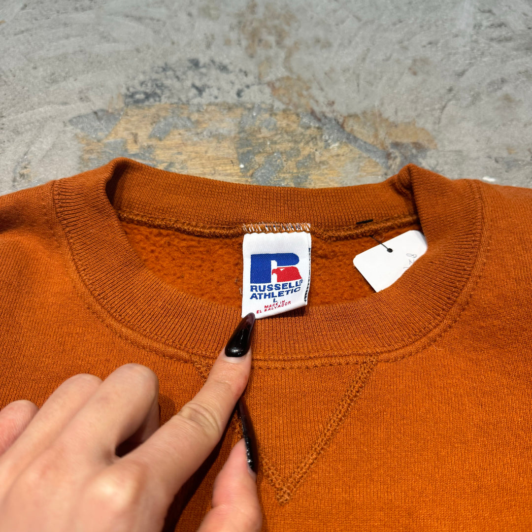 중고 의류 Russell Athletic/ Russell Athletic/ Blank Crew Neck Sweatshirt/ Plain/ Front V Gusset/ Size L