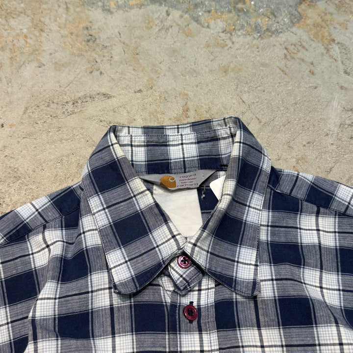 Used clothing 80's ~ carhartt/ short sleeve shirt/ checkered pattern/size M