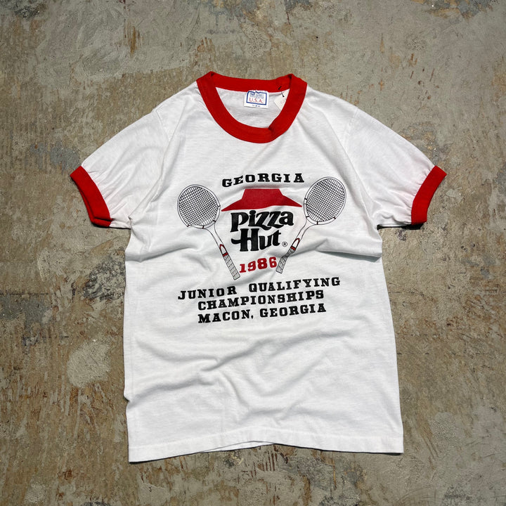 #4788 古着 USA製 86’s ピザハット テニスチャンピオンズシップ/ヴィンテージ リンガー Tシャツ/サイズM
