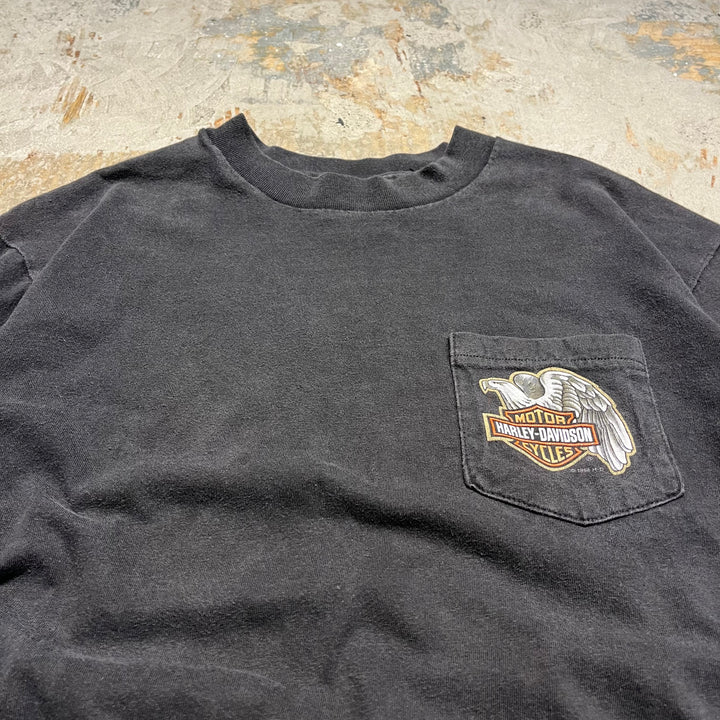 古着 USA製 Harley-Davidson/ハーレー ダビッドソン/エル・パソ/テキサス州/プリントTシャツ サイズL