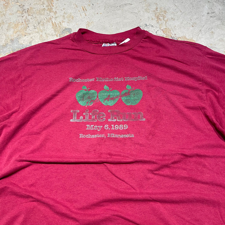 #4477 중고 의류 89의 Hanes/Short Sleeve Print 티셔츠 티셔츠 티/짧은 슬리브 프린트 티셔츠/미국/단일 스티치/크기 XL에 해당합니다.