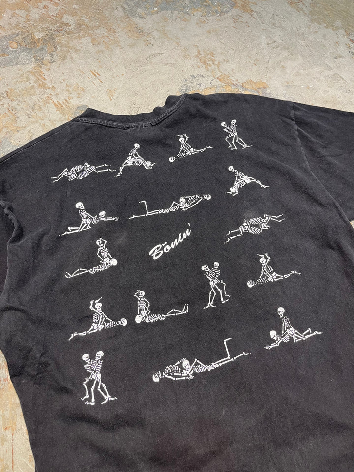 #MA168 古着 USA製 90's HANES/ヘインズ 骸骨 スカル  / シングルステッチ ヴィンテージ Tシャツ / サイズXL