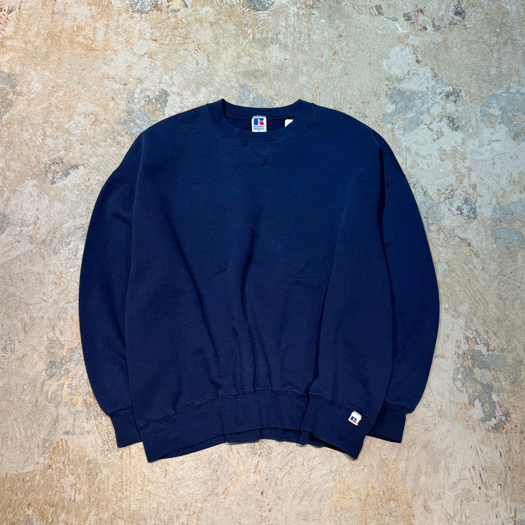 Used clothing Made in USA 80's~ RUSSELL ATHLETIC/ Russell Athletic/ Crew neck blank sweatshirt/ Plain/ Size L