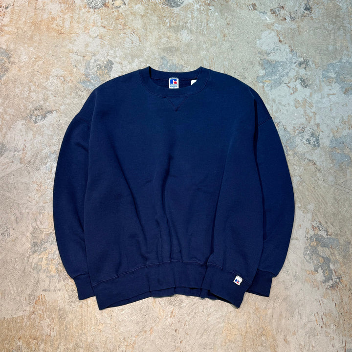 Used clothing Made in USA 80's~ RUSSELL ATHLETIC/ Russell Athletic/ Crew neck blank sweatshirt/ Plain/ Size L