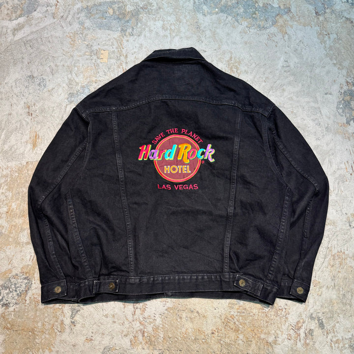 Used clothing Made in USA HARD ROCK HOTEL/ Hard Rock Hotel/ Black denim jacket/G jacket/Size M