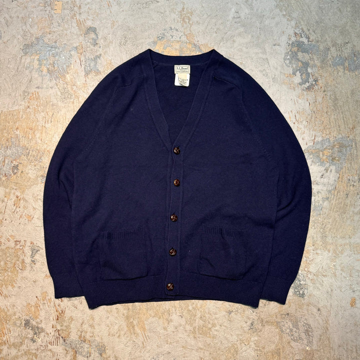 Used clothing 90's L.L.Bean/ V-neck wool knit cardigan/Size L
