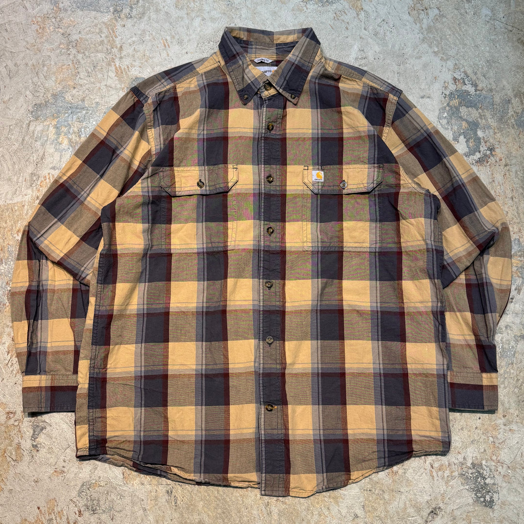 중고 의류 Carhartt/Carhartt/Button-Down 긴 슬리브 셔츠/점검 패턴/크기 l