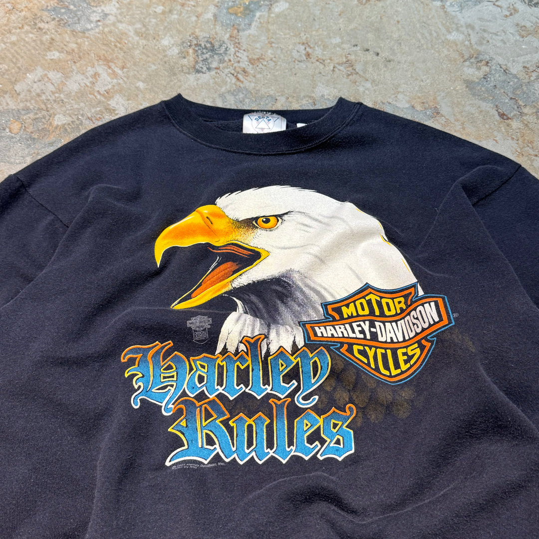 Used clothing Made in USA 80's~ HARLEY-DAVIDSON/ Harley Davidson/ Crew neck sweatshirt/ DELTA body/ Size M