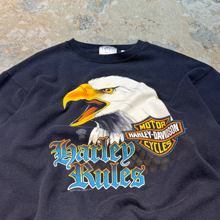 Used clothing Made in USA 80's~ HARLEY-DAVIDSON/ Harley Davidson/ Crew neck sweatshirt/ DELTA body/ Size M