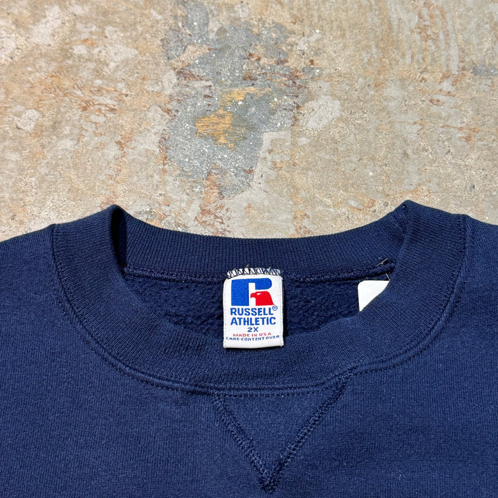 Used clothing Made in USA 80's~ RUSSELL ATHLETIC/ Russell Athletic/ Crew neck blank sweatshirt/ Plain/ Size L