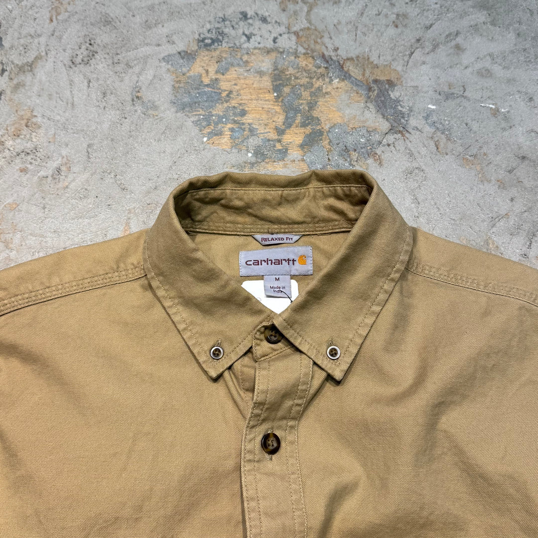古着 carhartt/カーハート/ ボタンダウン長袖ワークシャツ/ 無地/ サイズM