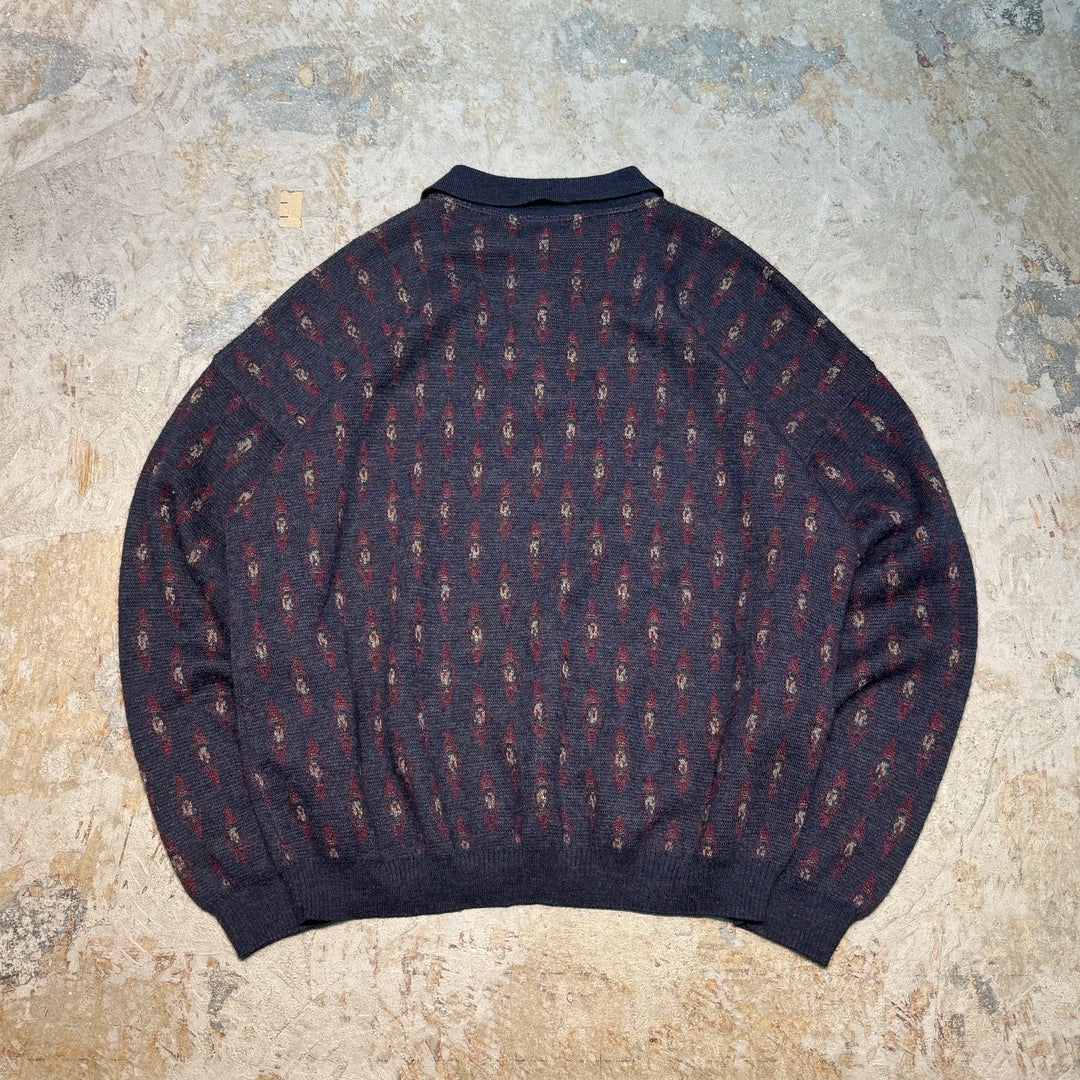 古着 USAVINTAGE/ ハーフボタンニットセーター/ 総柄/ サイズXL