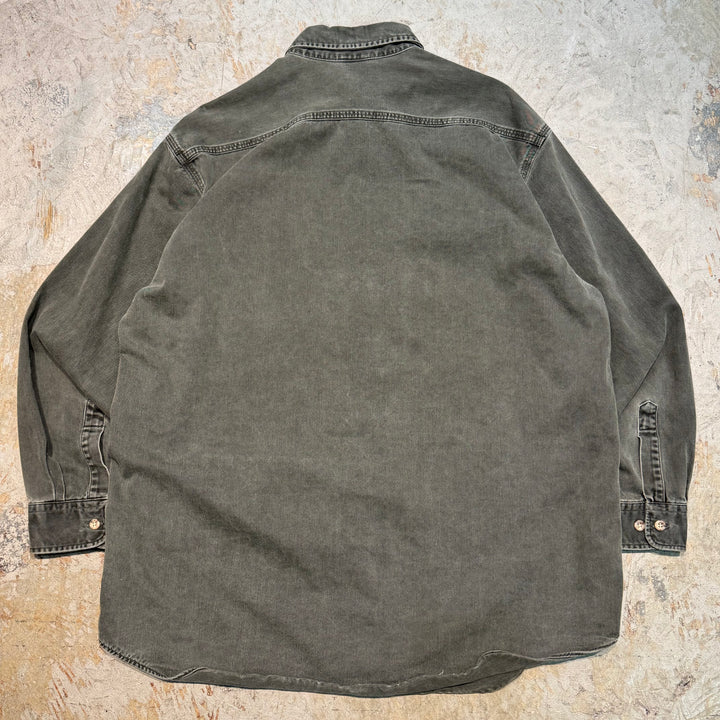 古着 carhartt/カーハート/ ボタンダウン長袖ワークシャツ/ 無地/ サイズL