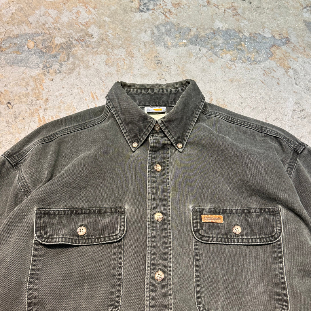 Used clothing carhartt/Carhartt/Button-down long sleeve work shirt/Plain/Size L