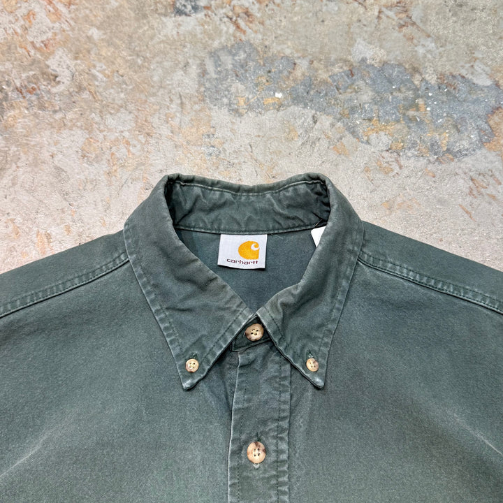 古着 carhartt/カーハート/ ボタンダウン半袖ワークシャツ/ 無地/ サイズXL相当
