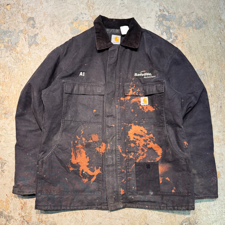 중고 의류 Carhartt/ 전통적인 코트/ 오리 직물/ 코듀로이 라이닝/ 크기 L에 해당합니다.