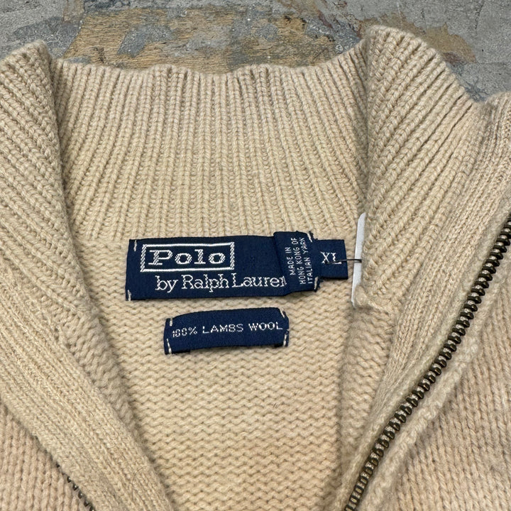 Ralph Lauren/ Polo Ralph Lauren의 중고 의류 폴로/ 하프 지퍼 니트 스웨터/ 램 양모 니트/ 크기 XL