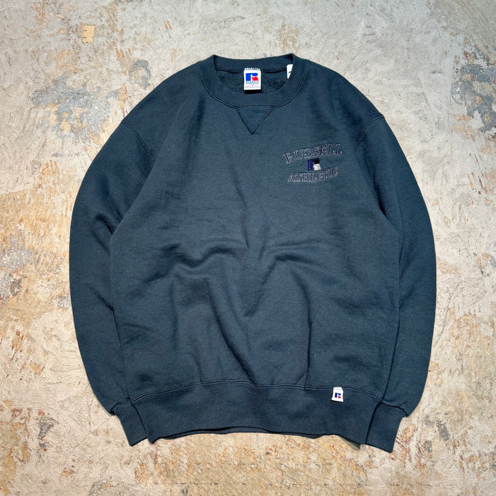 Used clothing Made in USA 80's~ RUSSELLATHLETIC/Russell Athletic/One-point logo crew neck sweatshirt/Size M