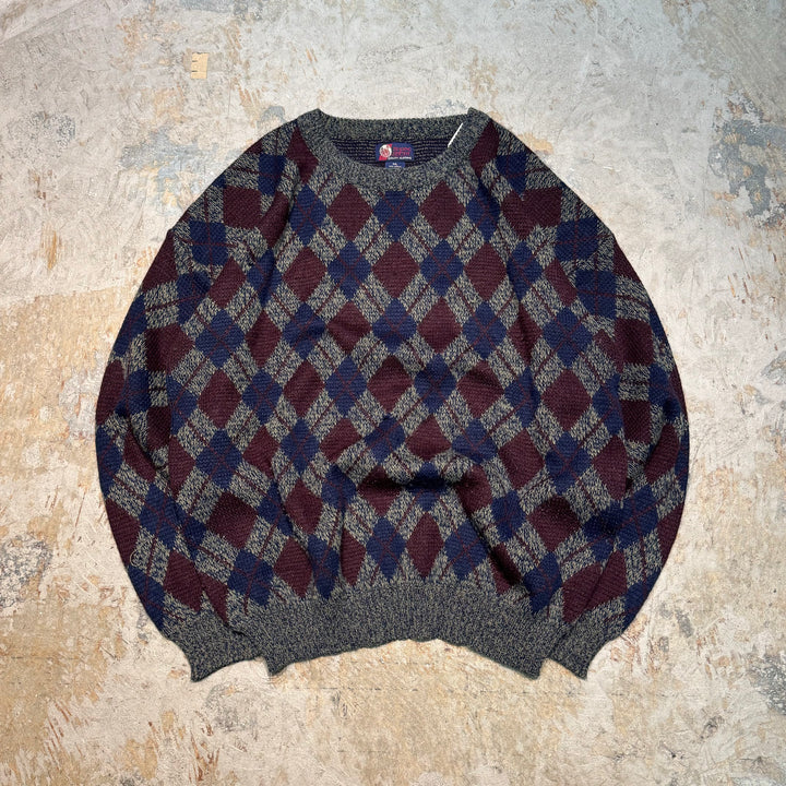 古着 USAVITAGE/ クルーネックニットセーター/ アーガイル柄/ サイズXXL