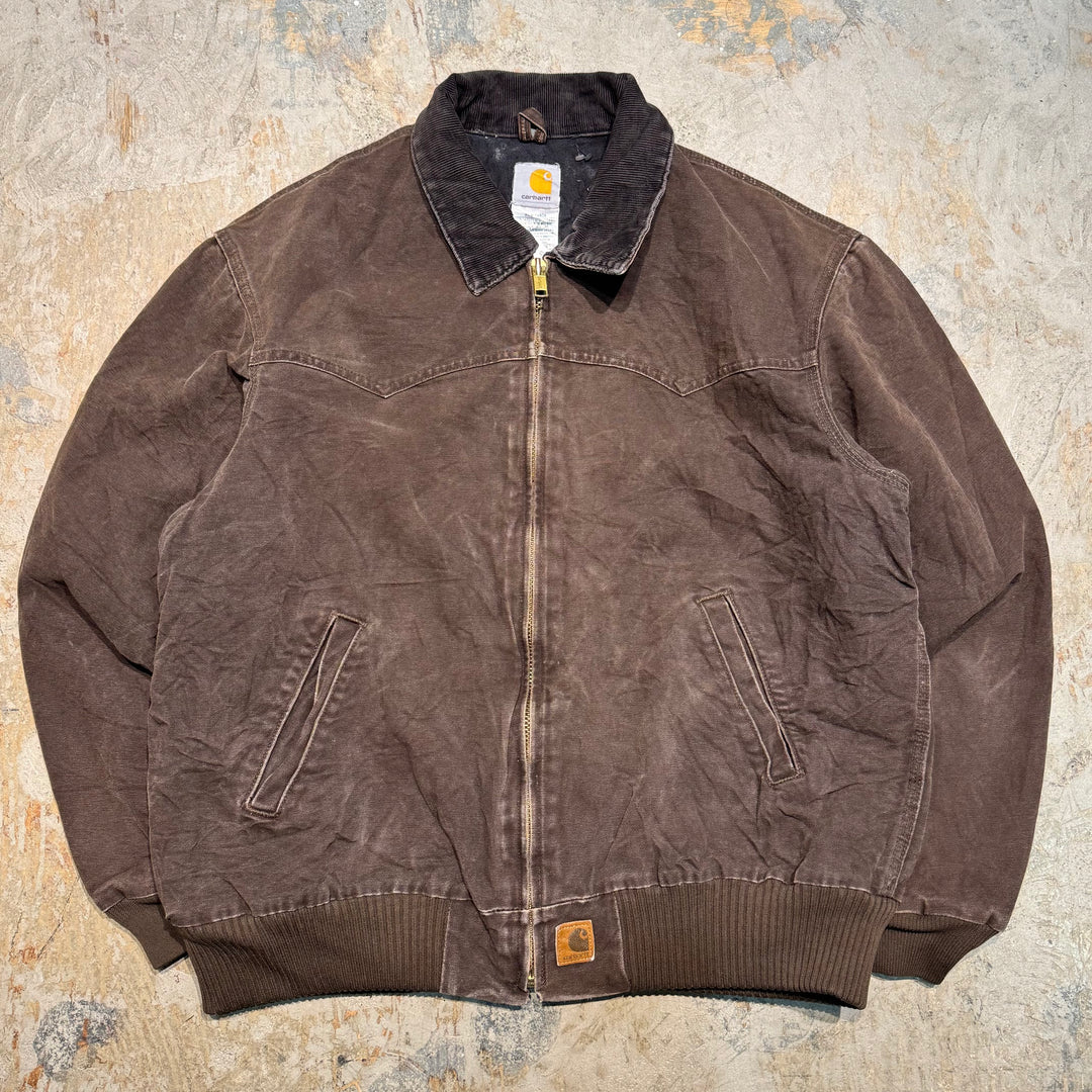 중고 의류 Carhartt/ Santa Fe 재킷/ 오리 직물/ 퀼트 라이닝/ 코듀로이 칼라/ 크기 XL