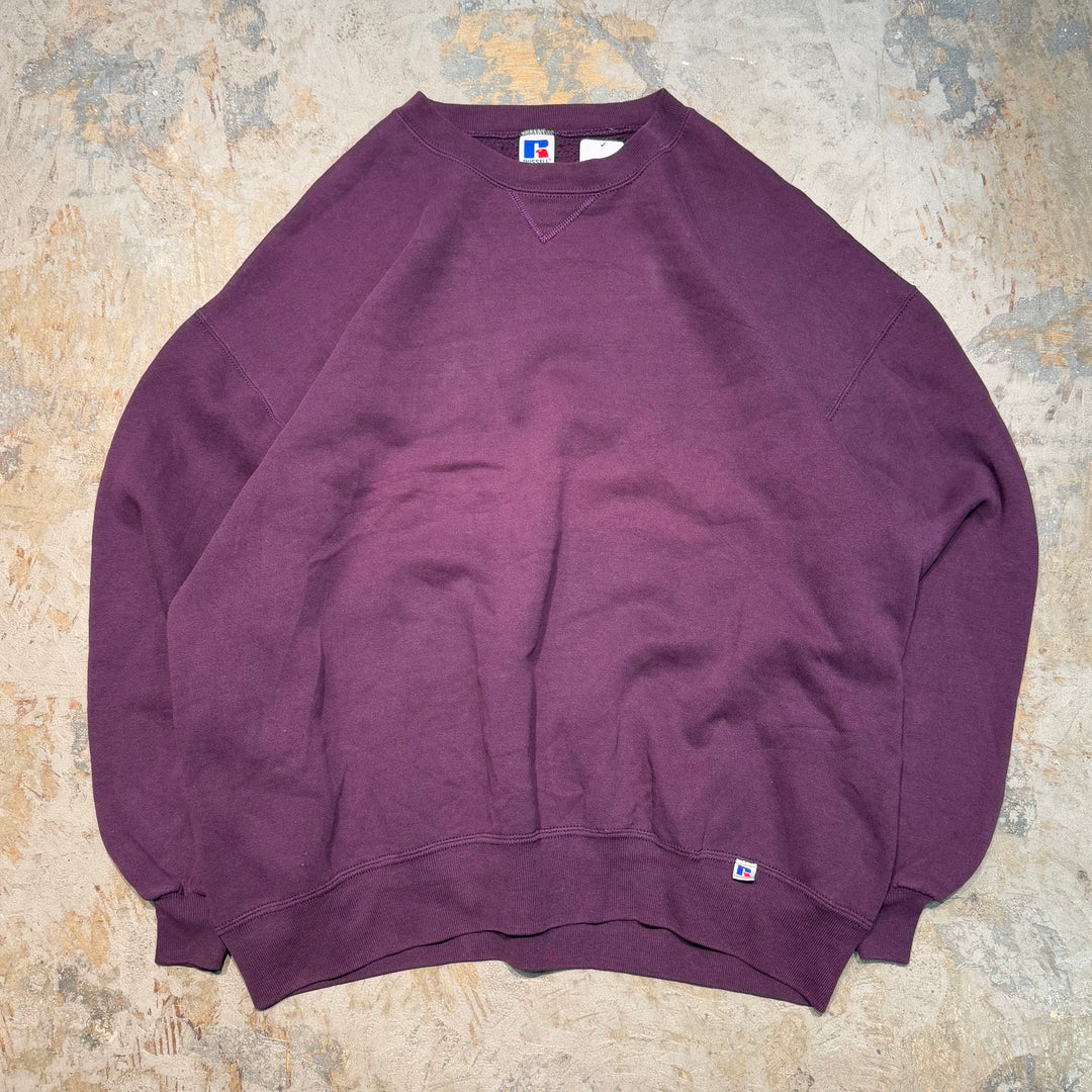 Used clothing Made in USA 80's~RUSSELLATHLETIC/Russell Athletic/Blank Crew Neck Sweatshirt/Plain/Size XXL