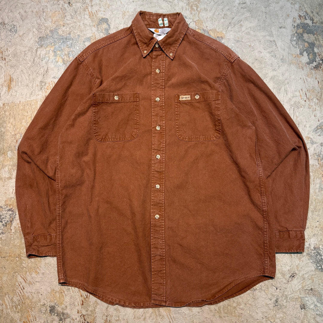 Used clothing carhartt/Carhartt/Button-down long sleeve sleeve shirt/Plain/Equivalent to size XXL