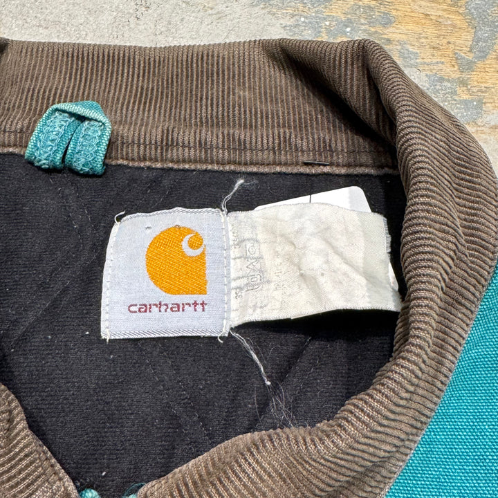 중고 의류 Carhartt/ Santa Fe 재킷/ 오리 직물/ 퀼트 라이닝/ 코듀로이 칼라/ 크기에 해당