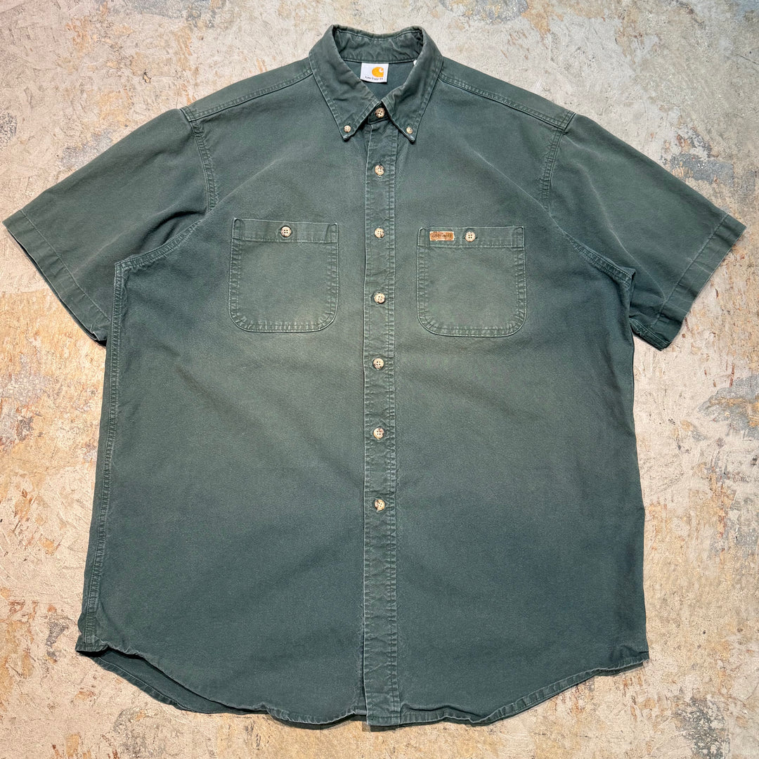 Used clothing carhartt/Carhartt/Button-down short-sleeved work shirt/Plain/Equivalent to size XL