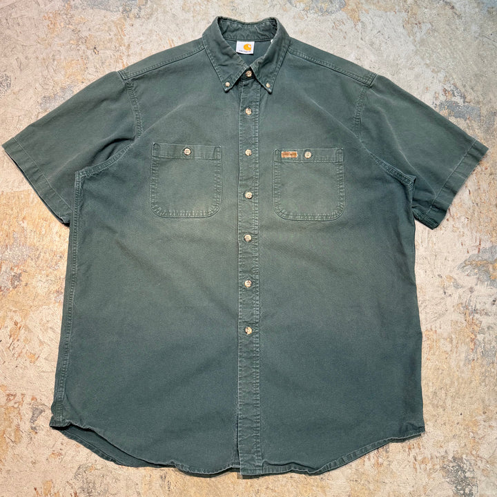 古着 carhartt/カーハート/ ボタンダウン半袖ワークシャツ/ 無地/ サイズXL相当