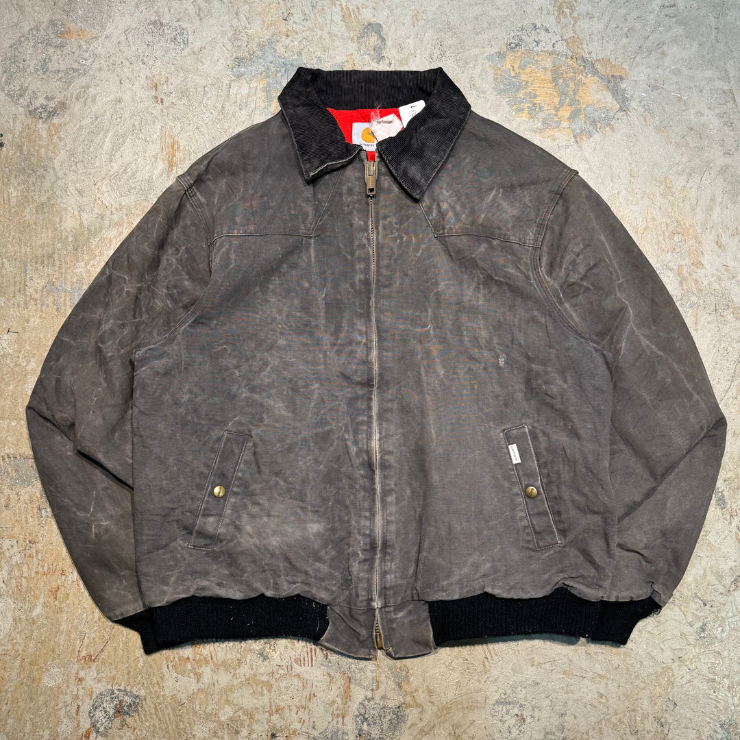 Used clothing Made in USA 80's~ Carhartt/ Santa Fe jacket/ Duck fabric/ Quilted lining/ Corduroy collar/ Equivalent to size XL