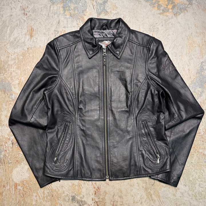 Used clothing HARLEY DAVIDSON/Harley Davidson/Zip-up leather jacket/Embroidery/Size S