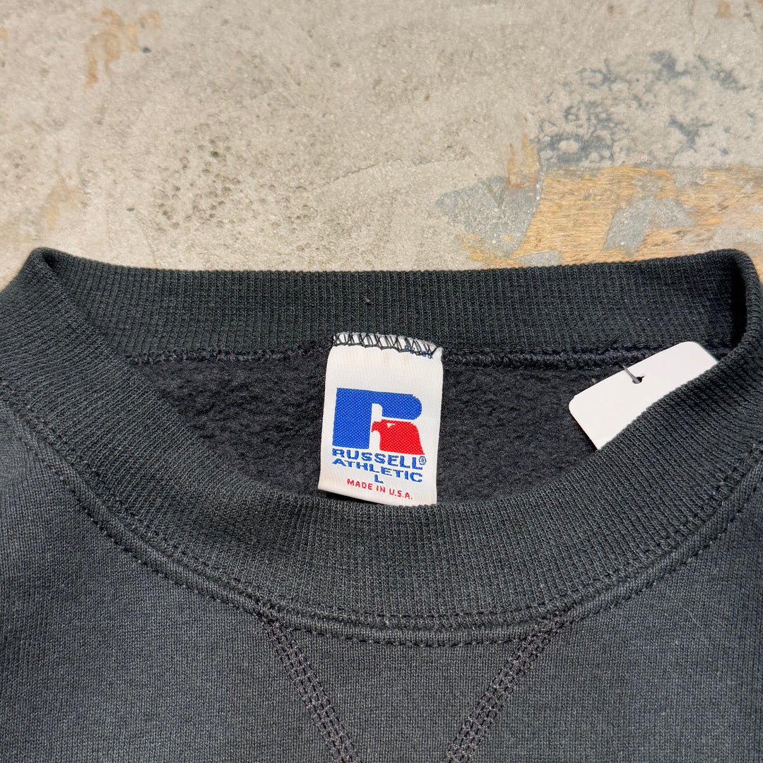Used clothing Made in USA 80's ~ RUSSELLATHLETIC/ Russell Athletic/ Blank Crew Neck Sweatshirt/ Plain/ Size L