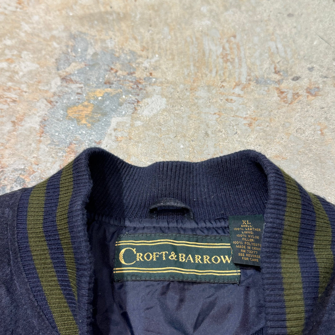 Used clothing CROFT&BARROW/Craft and Barrow/Suede leather Jacket/Suede leather jacket/Nubuck/Leather/Varsity jacket/Size XL