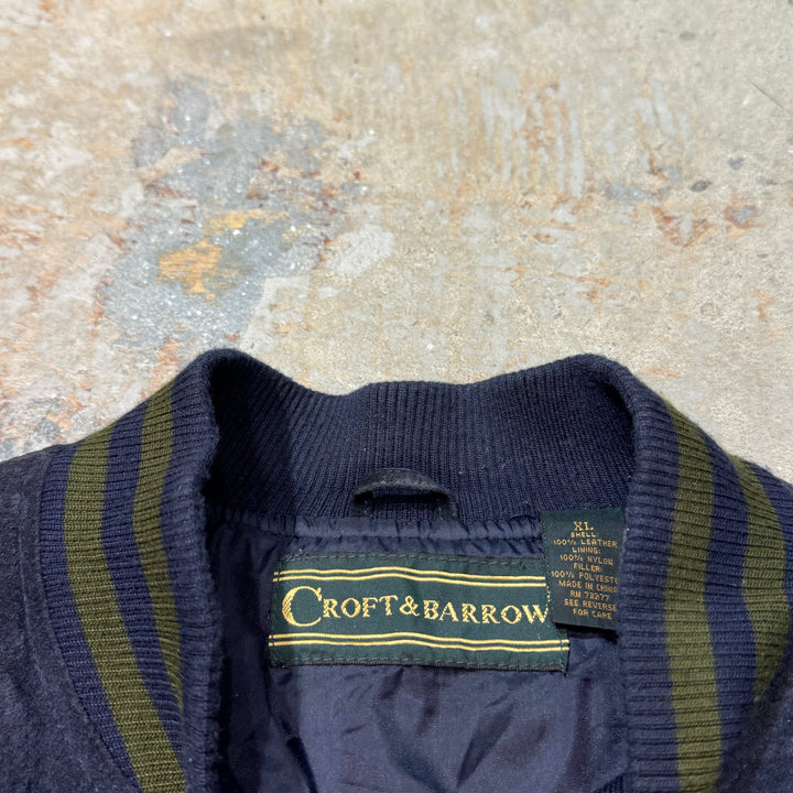 Used clothing CROFT&BARROW/Craft and Barrow/Suede leather Jacket/Suede leather jacket/Nubuck/Leather/Varsity jacket/Size XL
