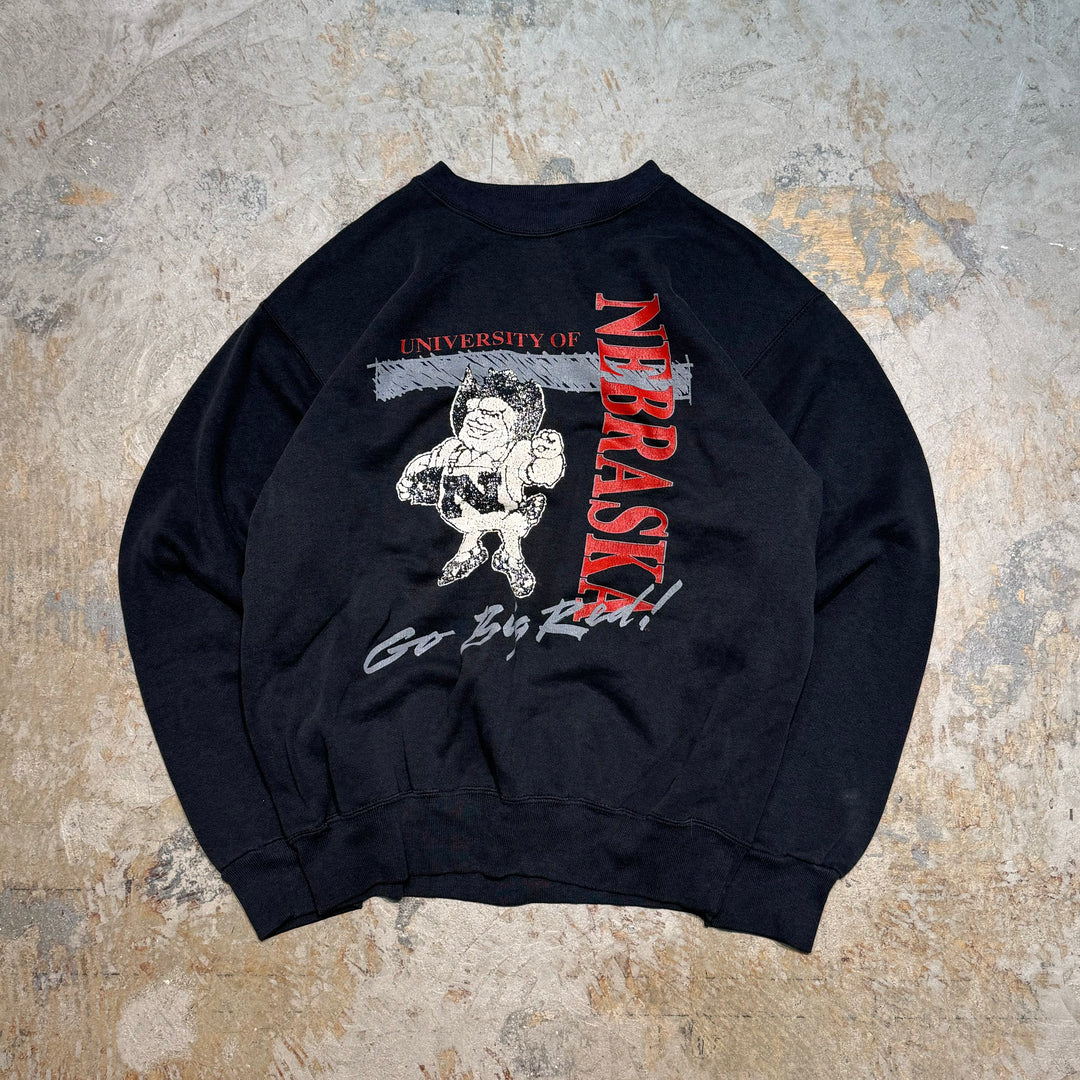 Used clothing 90's~ TULTEX/Taltex/University of Nebraska-Lincoln/Crew Neck College Logo Sweatshirt/Size L