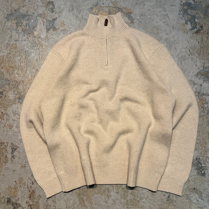 Ralph Lauren/ Polo Ralph Lauren의 중고 의류 폴로/ 하프 지퍼 니트 스웨터/ 램 양모 니트/ 크기 XL