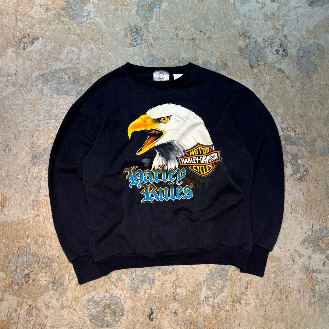 Used clothing Made in USA 80's~ HARLEY-DAVIDSON/ Harley Davidson/ Crew neck sweatshirt/ DELTA body/ Size M
