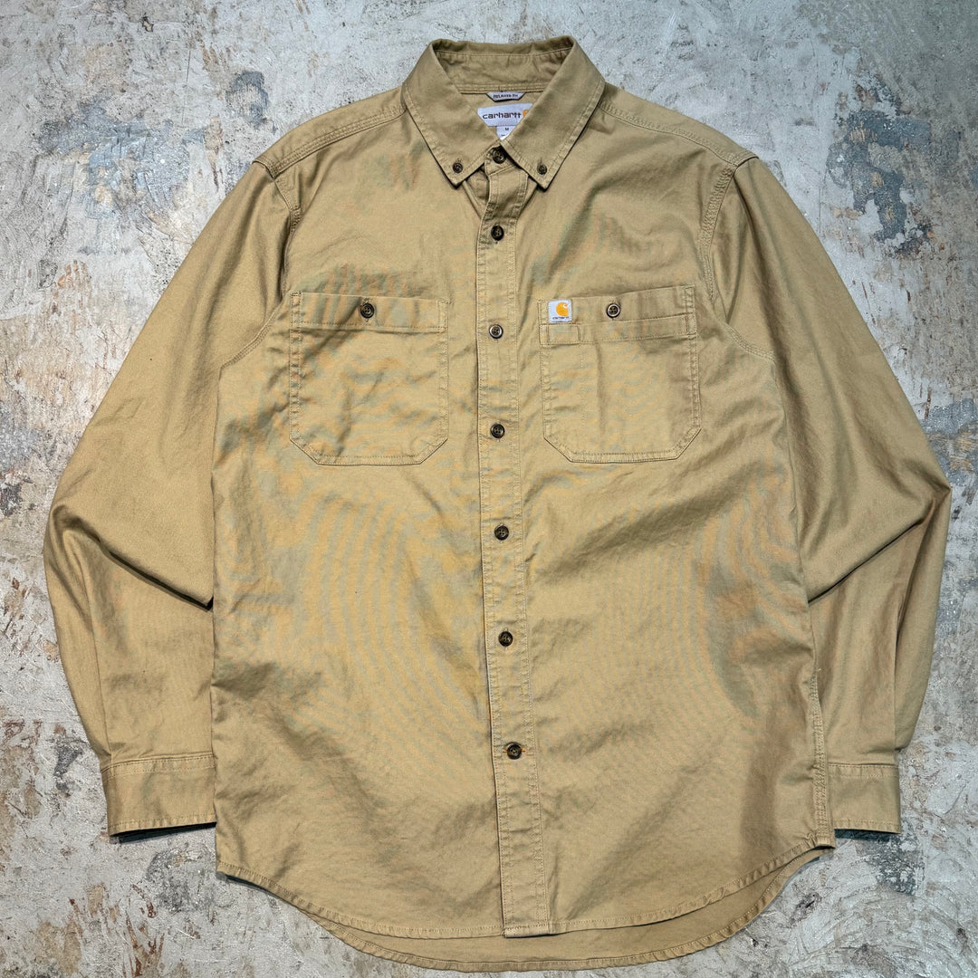 古着 carhartt/カーハート/ ボタンダウン長袖ワークシャツ/ 無地/ サイズM