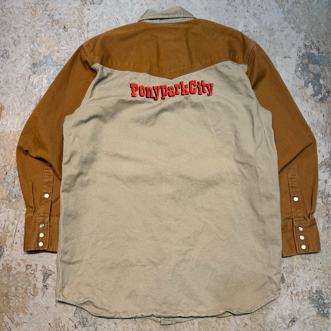 古着 carhartt/カーハート/ ボタンダウン長袖ワークシャツ/ 無地/ サイズL