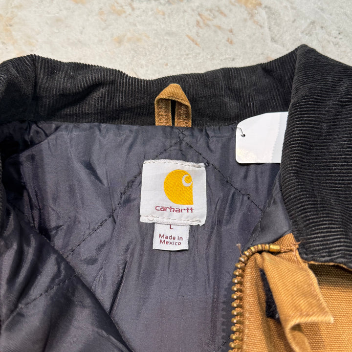 중고 의류 Carhartt/ Carhartt/ 전통적인 코트/ 오리 직물/ 퀼트 라이닝/ 코듀로이 칼라/ 크기 L