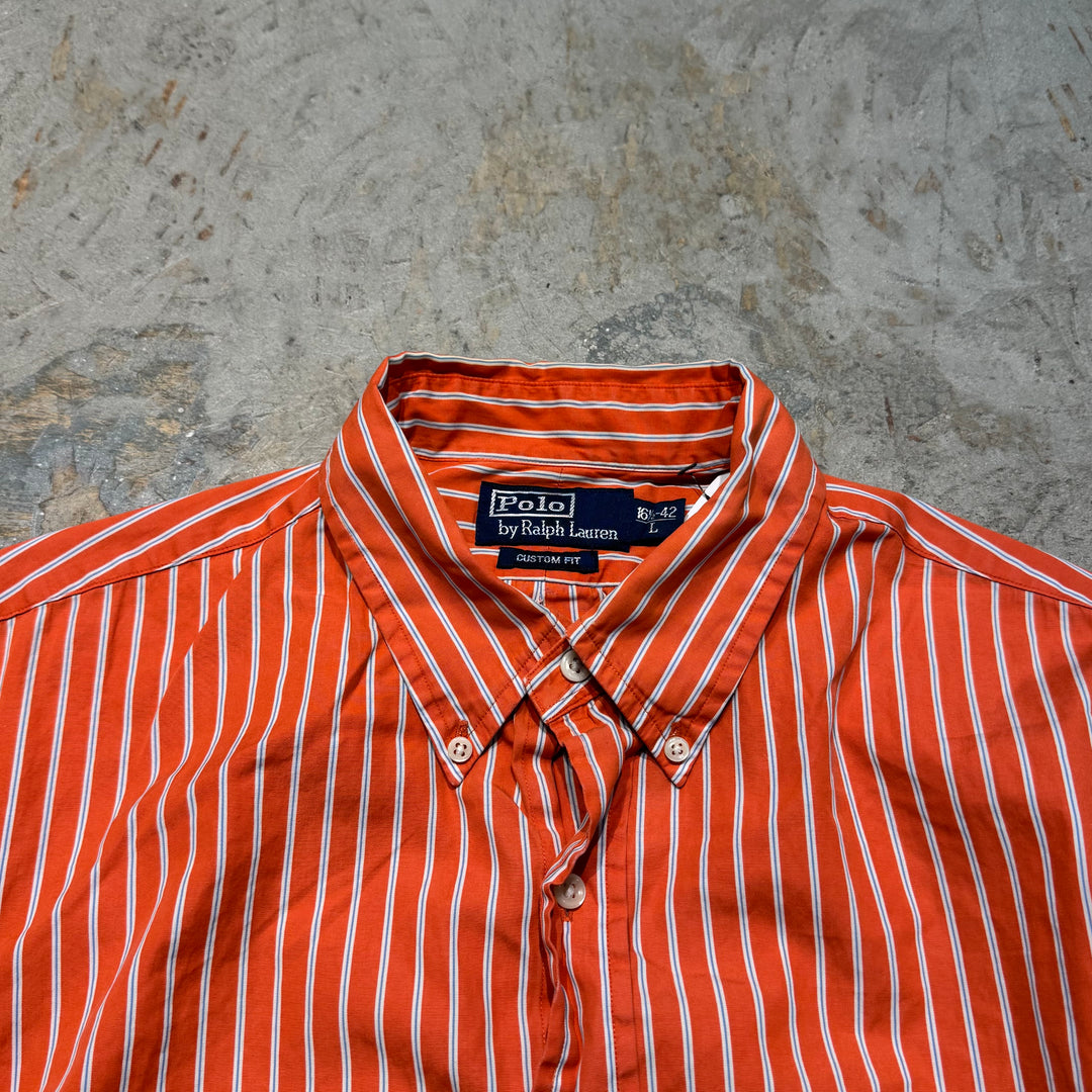 古着 90's POLO by Ralph Lauren/ ラルフ ローレン/ ボタンダウン長袖シャツ/ ストライプ柄/ サイズL
