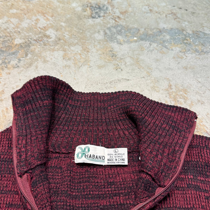 Used clothing HABAND/Half zip knit sweater/All-over pattern/Size L