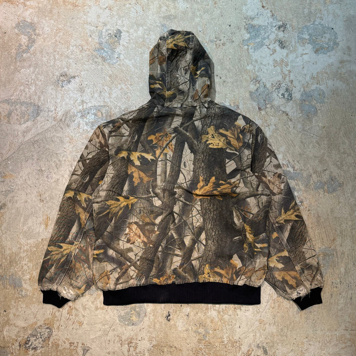 Used clothing carhartt/Active jacket/Duck fabric/Embroidery/Company logo/Real tree/Padded/Size XL