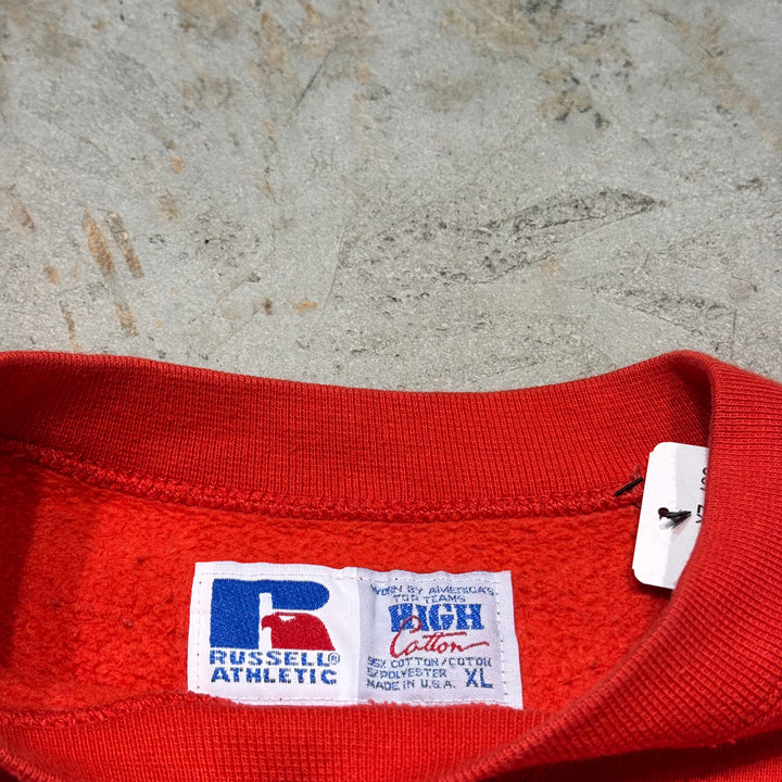Used clothing Made in USA 80's~ RUSSELLATHLETIC/ Russell Athletic/ Crew neck blank sweatshirt/ Plain/ HIGH COTTON/Size XL