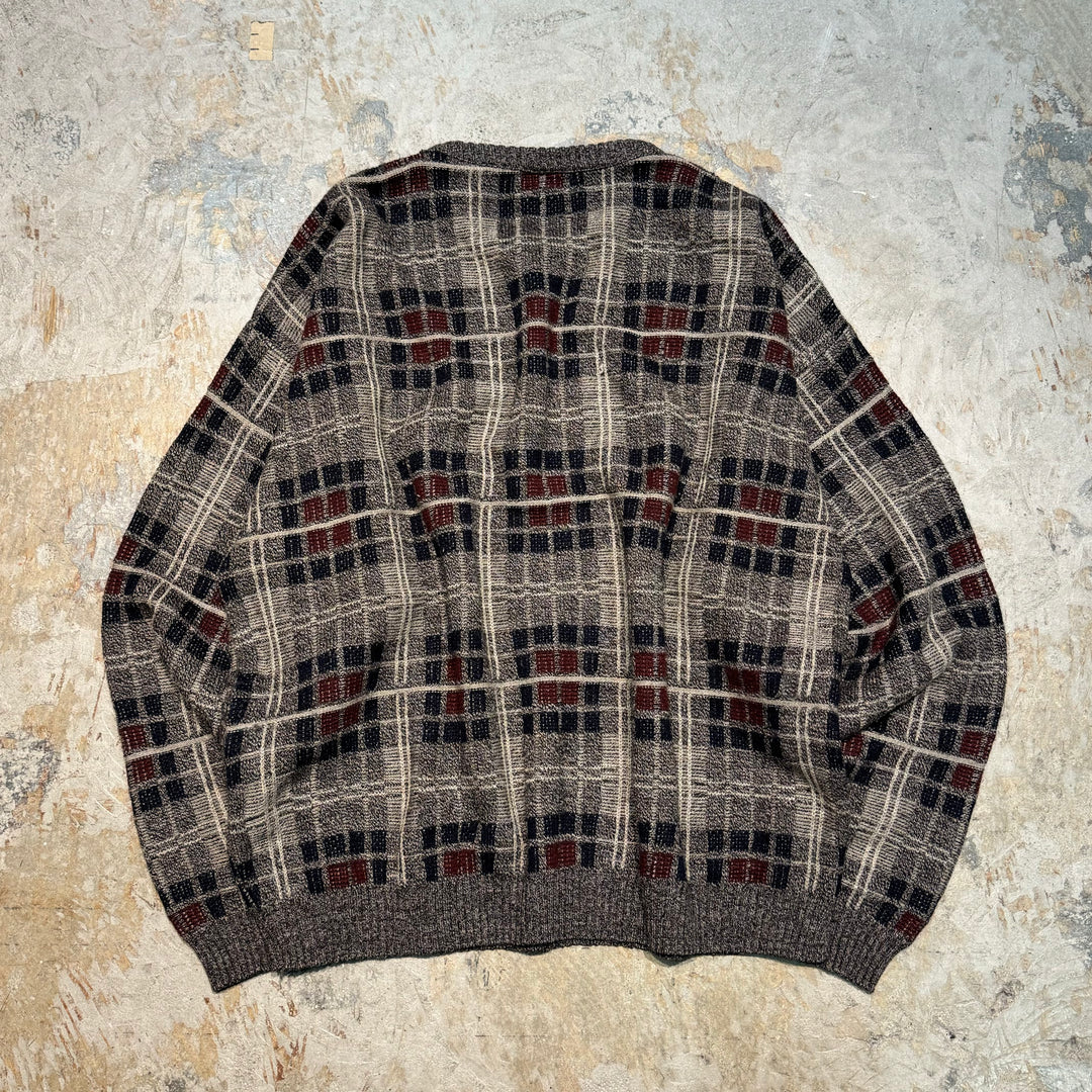 Used clothing TOWN CRAFT/Crew neck knit sweater/Check pattern/Size XL