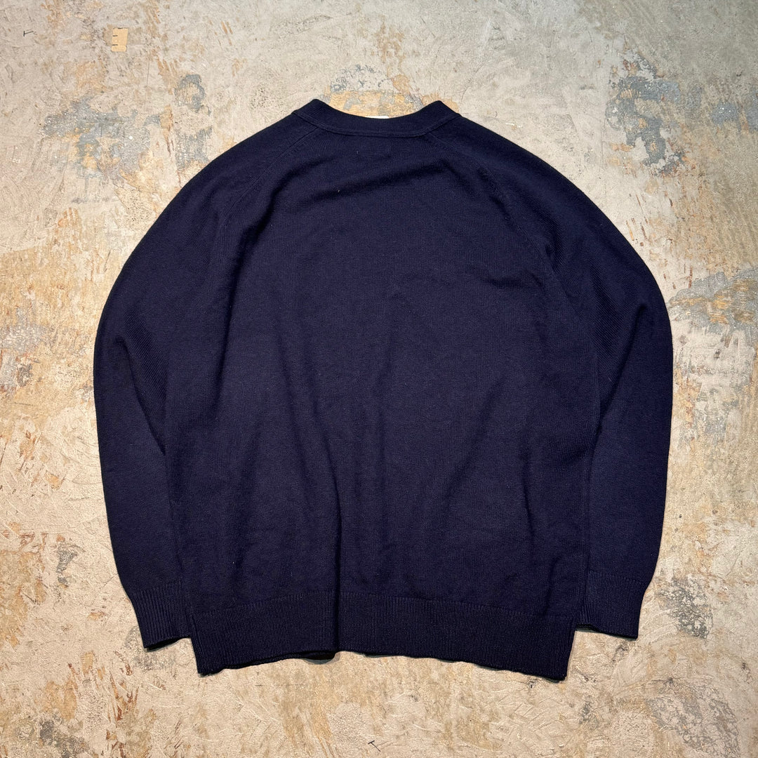 Used clothing 90's L.L.Bean/ V-neck wool knit cardigan/Size L