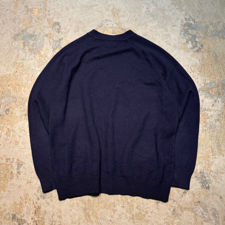 Used clothing 90's L.L.Bean/ V-neck wool knit cardigan/Size L